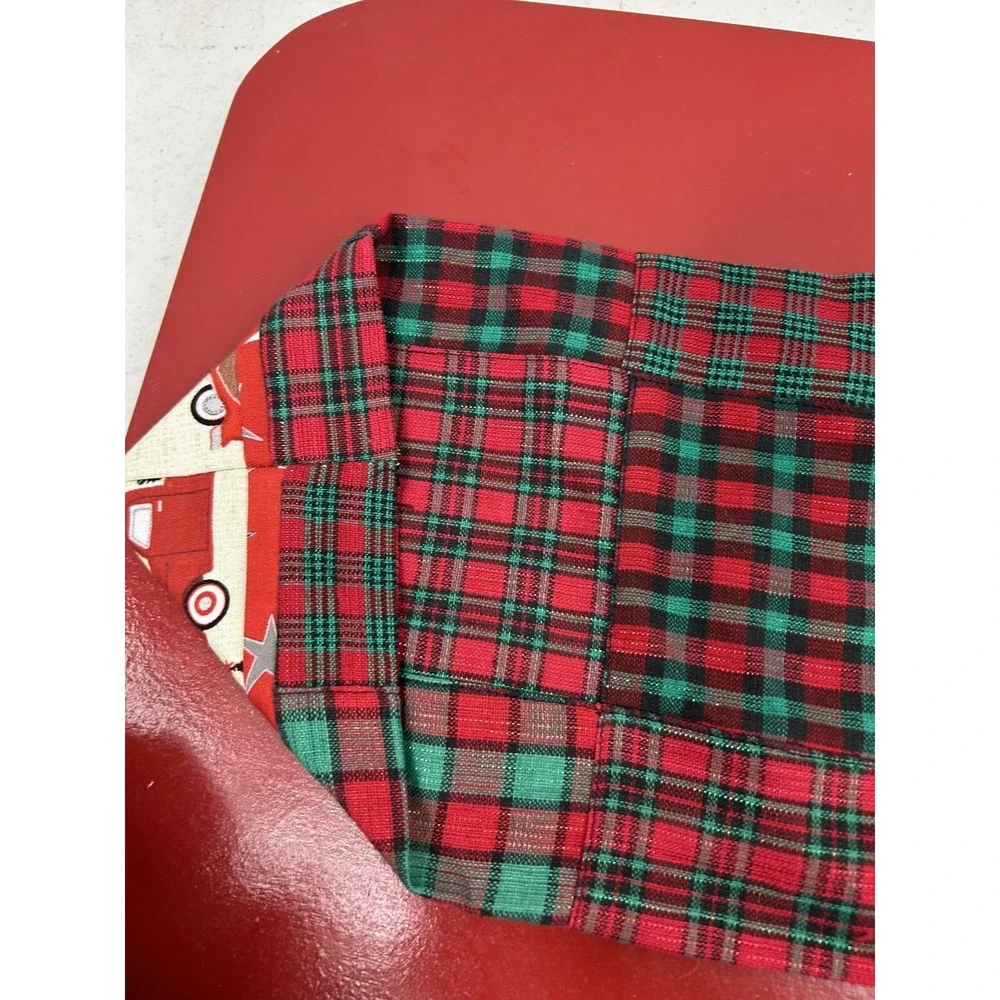Small Table Runner & Tree Cookie Cutter Christmas Plaid Truck Santa Van Wagon